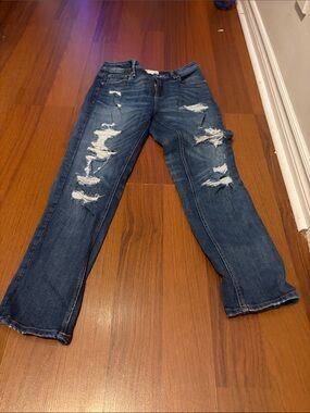 Garage Denim Jeans in Blue with Contrast Stitching